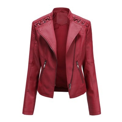 Women's Leather Jackets Women's Short Jackets Slim Thin Leather Jackets Ladies Motorcycle Suits